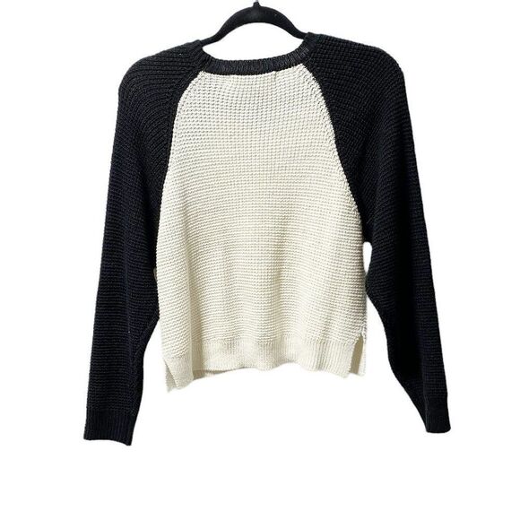 F21 Women's Colour Block Sweater Cream/Black - Picture 3 of 3